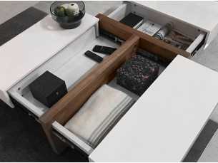 Walnut and lacquered coffee table with drawers - LOLA 2