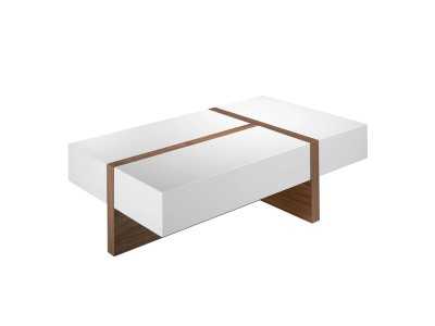 Mesa de centro en nogal y lacada con cajones - LOLA