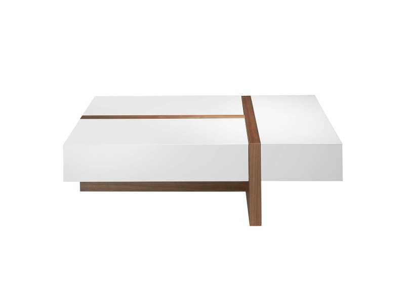 Walnut and lacquered coffee table with drawers - LOLA