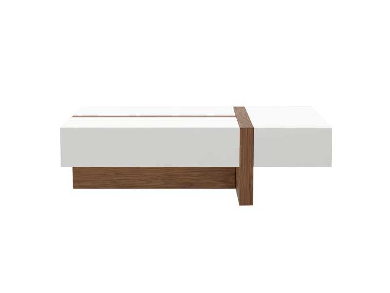 Walnut and lacquered coffee table with drawers - LOLA