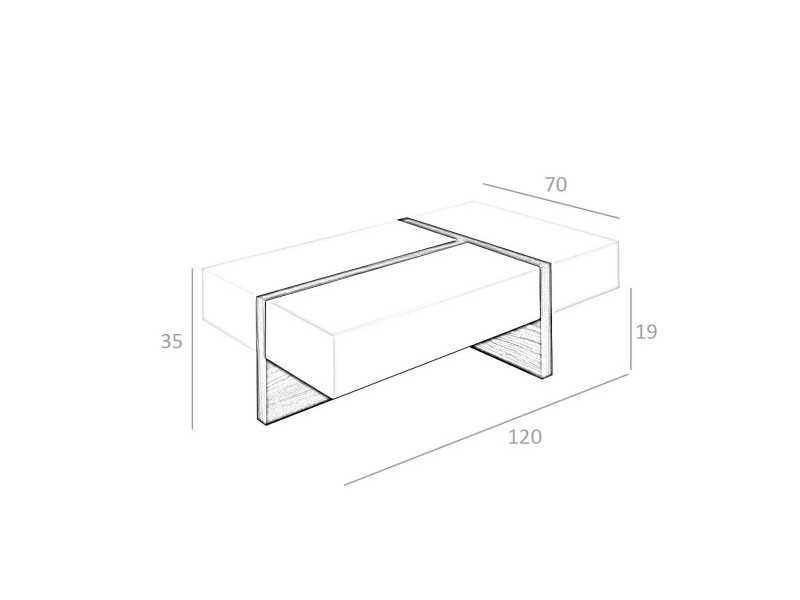 Walnut and lacquered coffee table with drawers - LOLA