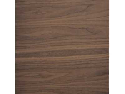 Table basse en noyer avec tiroirs et piètement en acier inoxydable - LOUNA
