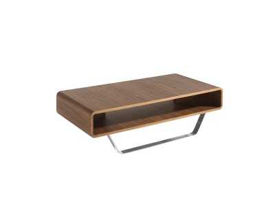 Table basse en noyer avec piètement en acier inoxydable - JADE