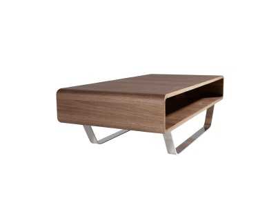 Table basse en noyer avec piètement en acier inoxydable - JADE