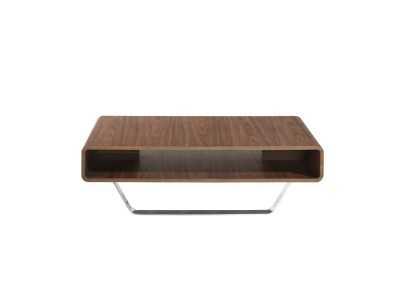 Table basse en noyer avec piètement en acier inoxydable - JADE