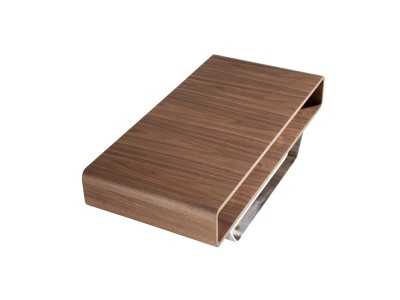 Table basse en noyer avec piètement en acier inoxydable - JADE