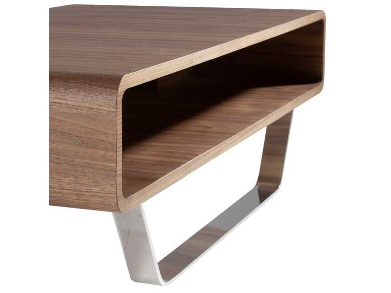 Table basse en noyer avec piètement en acier inoxydable - JADE