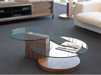 Walnut coffee table with tempered glass - DAISY Walnut coffee table with tempered glass - DAISY