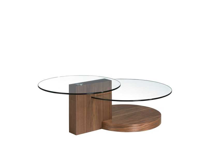 Walnut coffee table with tempered glass - DAISY