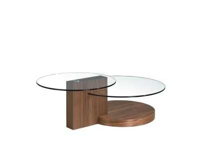 Mesa de centro en nogal con cristal templado - DAISY