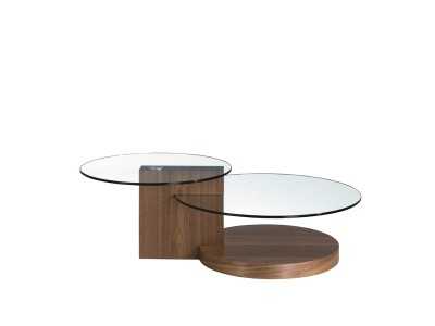 Mesa de centro en nogal con cristal templado - DAISY