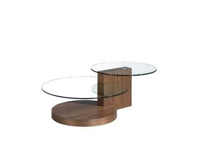 Walnut coffee table with tempered glass - DAISY Walnut coffee table with tempered glass - DAISY