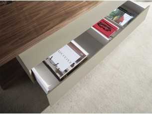 Table basse avec tiroir en noyer et bois laqué - SCARLETT 2