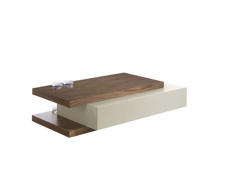 Table basse avec tiroir en noyer et bois laqué - SCARLETT
