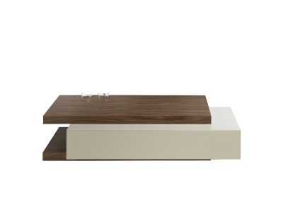 Table basse avec tiroir en noyer et bois laqué - SCARLETT Table basse avec tiroir en noyer et bois laqué - SCARLETT