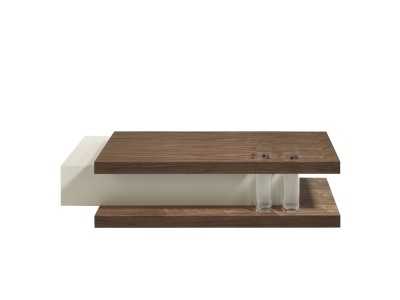 Table basse avec tiroir en noyer et bois laqué - SCARLETT Table basse avec tiroir en noyer et bois laqué - SCARLETT