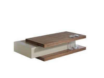 Table basse avec tiroir en noyer et bois laqué - SCARLETT Table basse avec tiroir en noyer et bois laqué - SCARLETT