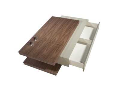 Table basse avec tiroir en noyer et bois laqué - SCARLETT Table basse avec tiroir en noyer et bois laqué - SCARLETT