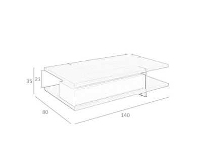 Table basse en noyer avec tiroir laqué et piètements en acier inoxydable - BEATRIX