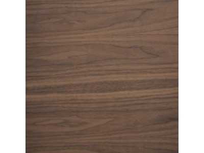 Table basse en noyer avec tiroir laqué et piètements en acier inoxydable - BEATRIX