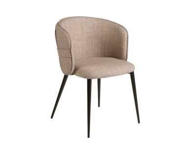 Upholstered designer chair with lacquered stainless steel structure - ADELYN