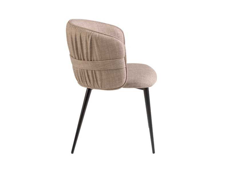 Upholstered designer chair with lacquered stainless steel structure - ADELYN