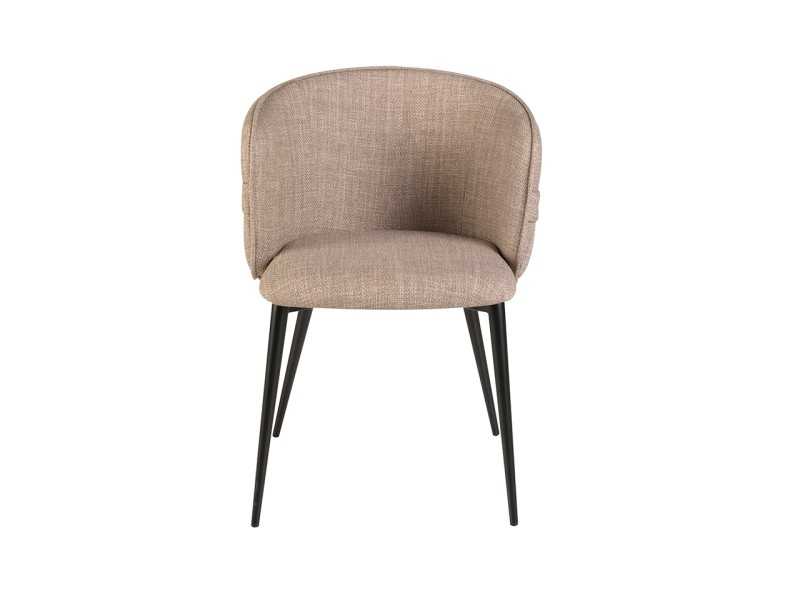 Upholstered designer chair with lacquered stainless steel structure - ADELYN