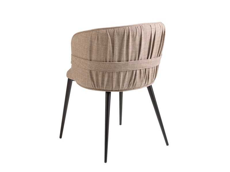 Upholstered designer chair with lacquered stainless steel structure - ADELYN