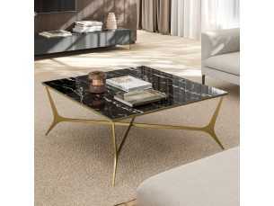 Mesa de centro en acero con tapa de cristal templado - AMABEL