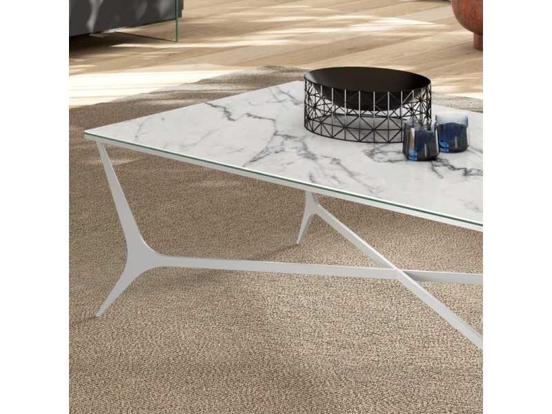 Mesa de centro en acero con tapa de cristal templado - AMABEL