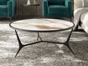 Round steel coffee table with porcelain top - AMABEL RONDE