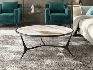 Round steel coffee table with porcelain top - AMABEL RONDE 2