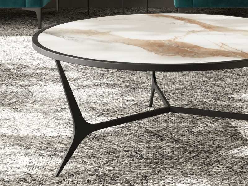 Mesa de centro redonda en acero con tapa porcelánico - AMABEL RONDE