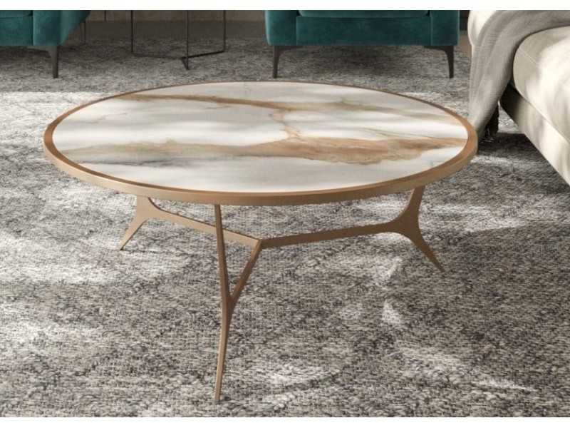 Mesa de centro redonda en acero con tapa porcelánico - AMABEL RONDE