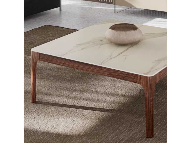 Oak wood coffee table with porcelain top - LAGOS