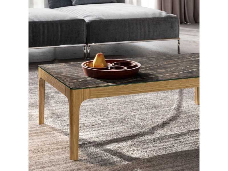 Oak wood coffee table with porcelain top - LAGOS