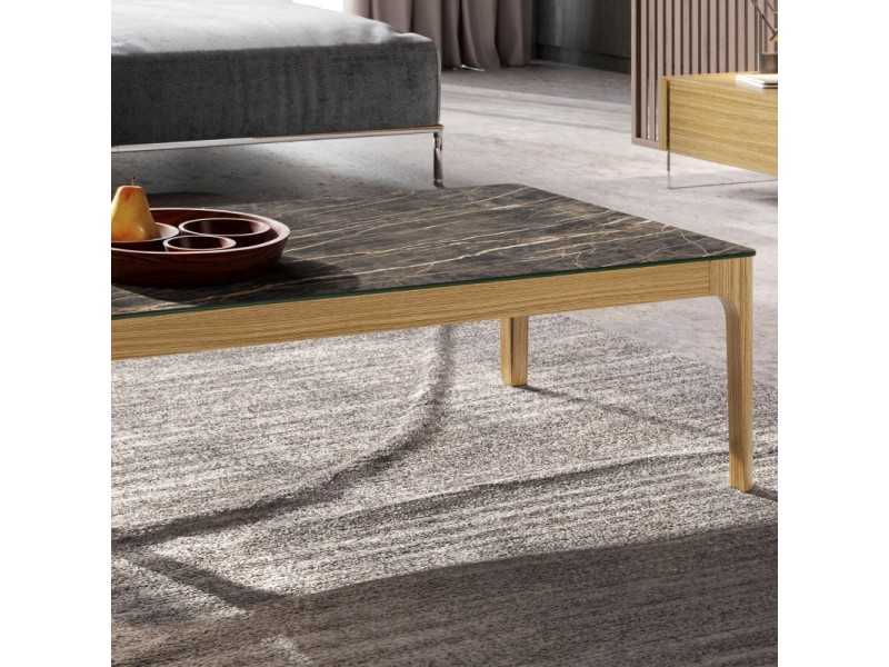 Oak wood coffee table with porcelain top - LAGOS