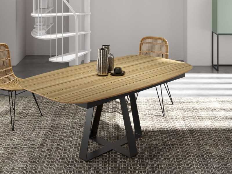 Extendable dining table with lacquered steel base - VILNA