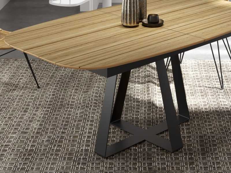 Mesa de comedor extensible con base en acero lacado - VILNA