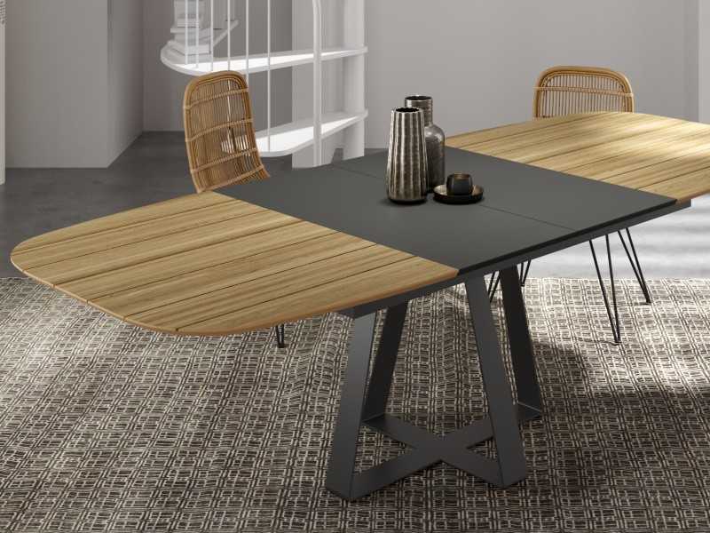 Mesa de comedor extensible con base en acero lacado - VILNA