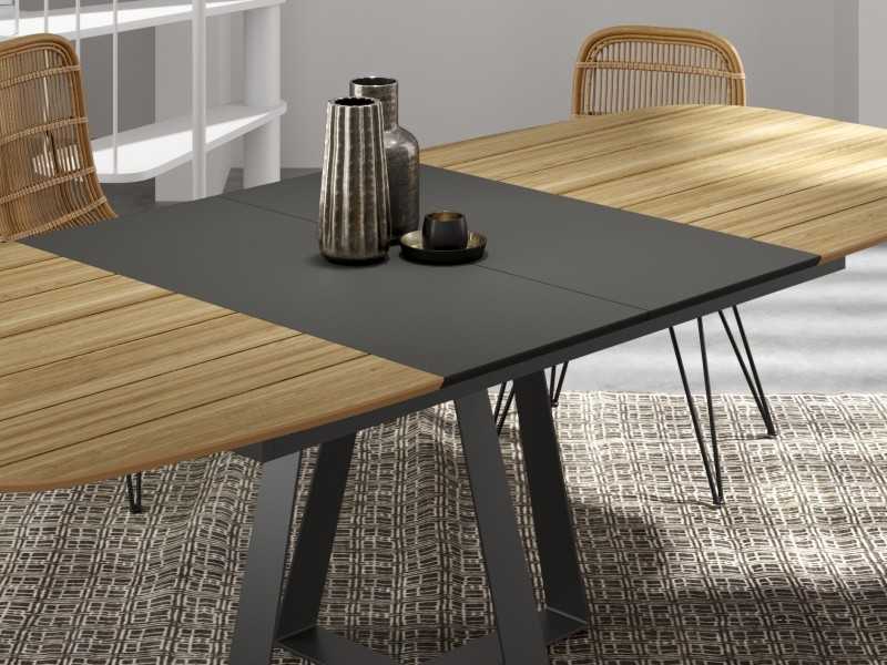 Mesa de comedor extensible con base en acero lacado - VILNA