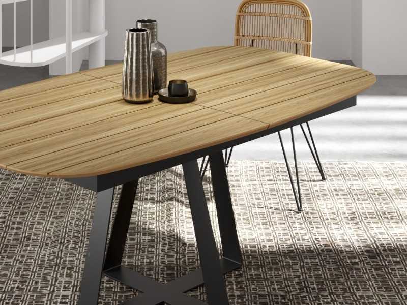 Mesa de comedor extensible con base en acero lacado - VILNA