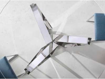 Round dining table with chrome stainless steel base - TAVIRA Round dining table with chrome stainless steel base - TAVIRA
