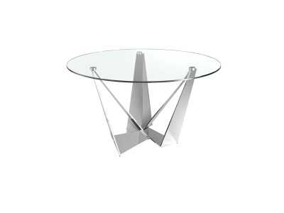 Mesa de comedor redonda con base en acero inoxidable cromado - TAVIRA