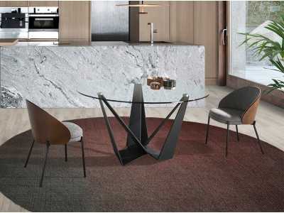 Round dining table with black epoxy stainless steel base - TAVIRA NEGRO Round dining table with black epoxy stainless steel base - TAVIRA NEGRO