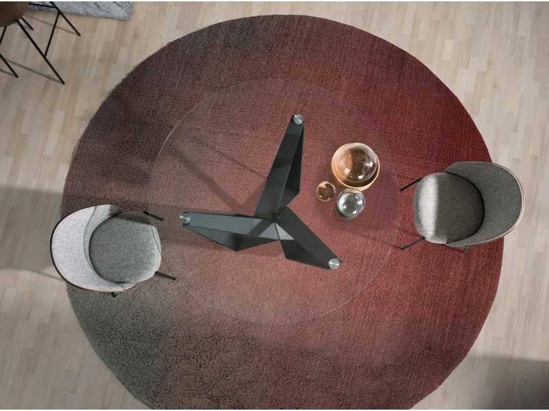 Round dining table with black epoxy stainless steel base - TAVIRA NEGRO