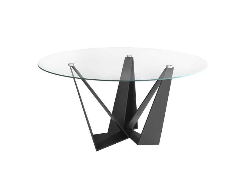 Round dining table with black epoxy stainless steel base - TAVIRA NEGRO