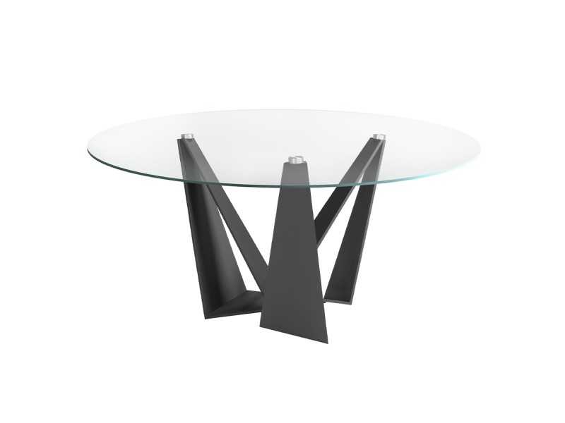 Round dining table with black epoxy stainless steel base - TAVIRA NEGRO