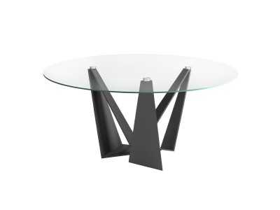 Round dining table with black epoxy stainless steel base - TAVIRA NEGRO Round dining table with black epoxy stainless steel base - TAVIRA NEGRO