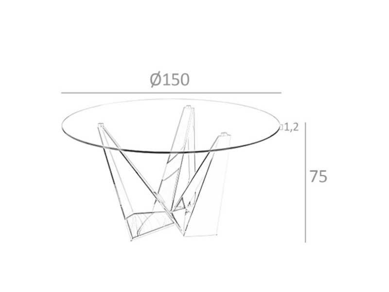 Round dining table with black epoxy stainless steel base - TAVIRA NEGRO